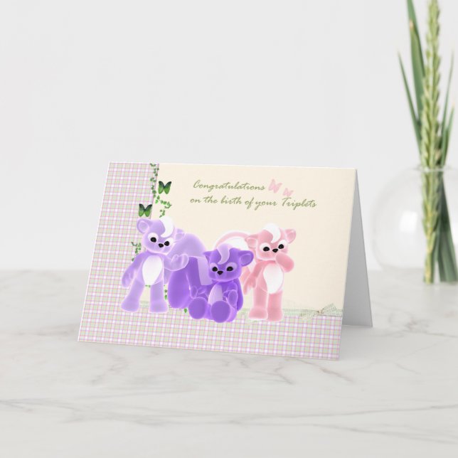 Congratulations Baby Triplets Card, New Baby Card (Front)