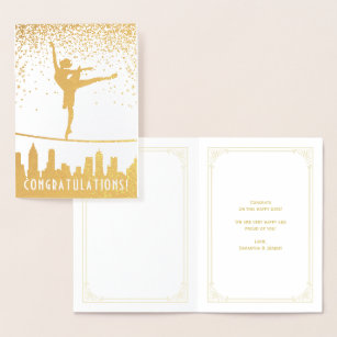 Congratulations Ballet Dancer Gold Confetti Card