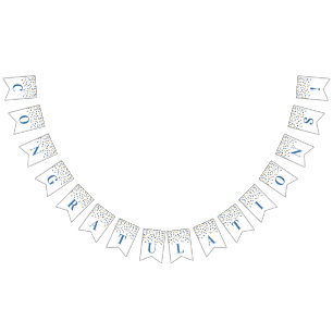 Congratulations Banner Blue Gold Confetti