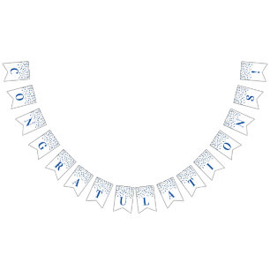 Congratulations Banner Dark Blue Silver Confetti