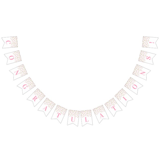 Congratulations Banner Light PInk Gold Confetti (All)