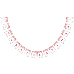 Congratulations Banner Pink Watercolor Flowers