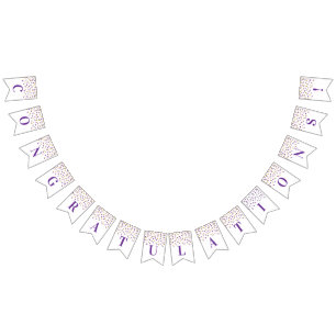 Congratulations Banner Purple Gold Confetti