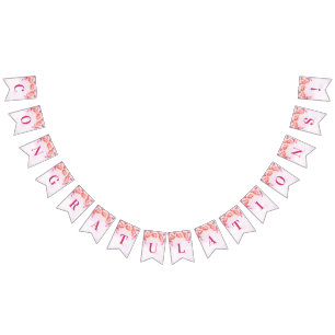 Congratulations Banner Purple  Watercolor Flowers