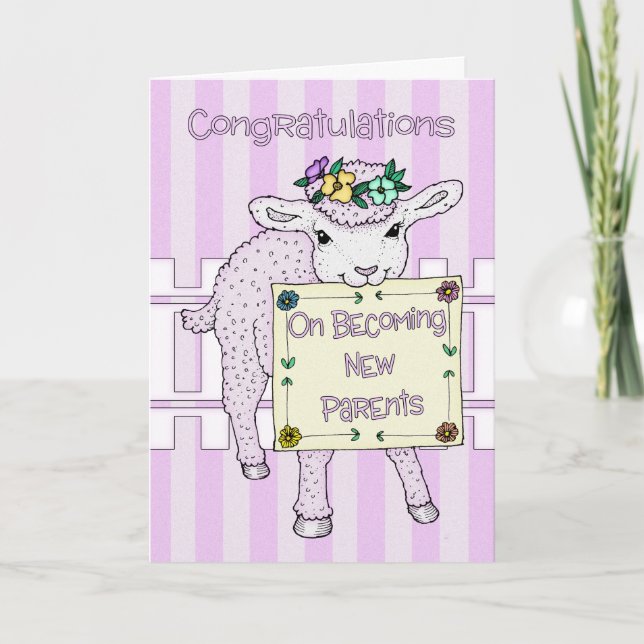 Congratulations Birth Of Baby Girl New Parents Card (Front)