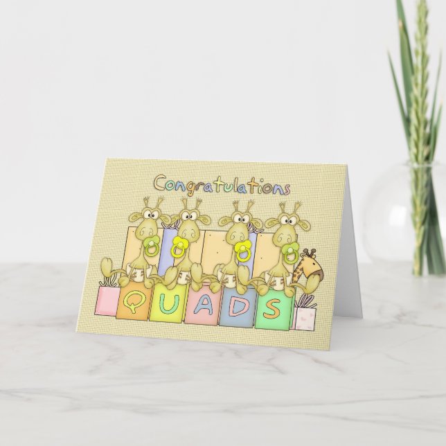 Congratulations Birth Of Quads Greeting Card (Front)