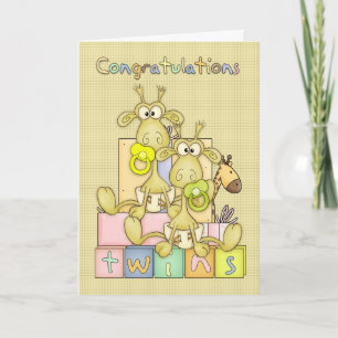 Congratulations Birth Of Twins Card - Cute Card