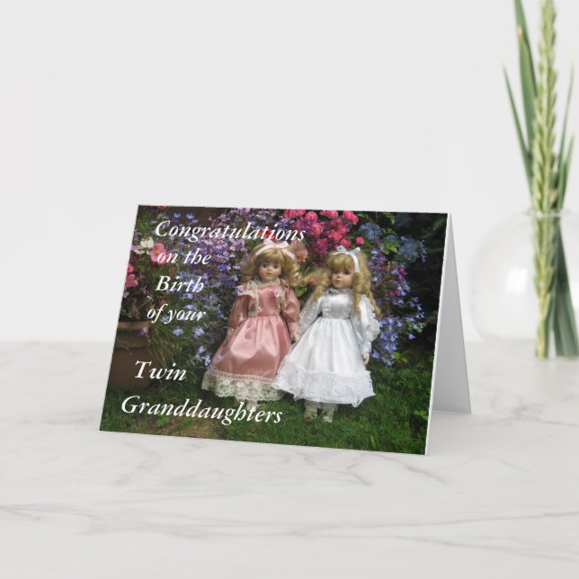 Congratulations birth of your twin granddaughters card (Front)