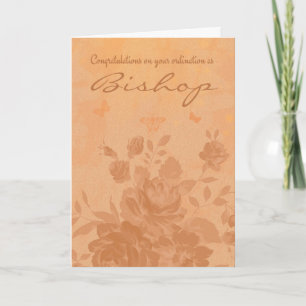 Congratulations Bishop Ordination Roses Butterfly Card