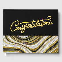 Congratulations Black and Gold Theme Marble