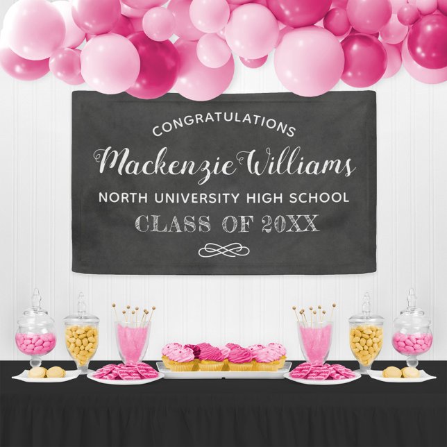 Congratulations Black Chalkboard Graduation Party Banner (Creator Uploaded)