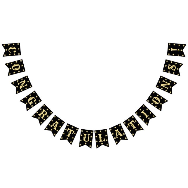 Congratulations Black Gold Decor Modern Graduation Bunting (All)
