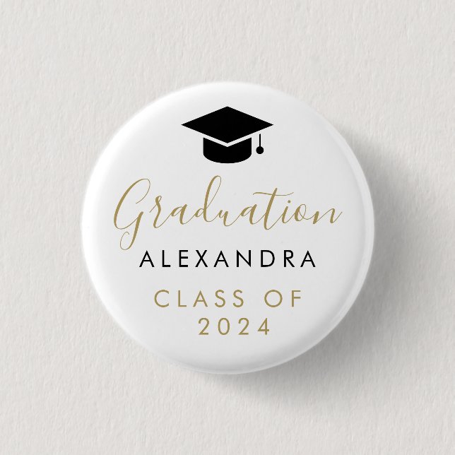  Congratulations Black Gold Graduation  3 Cm Round Badge (Front)