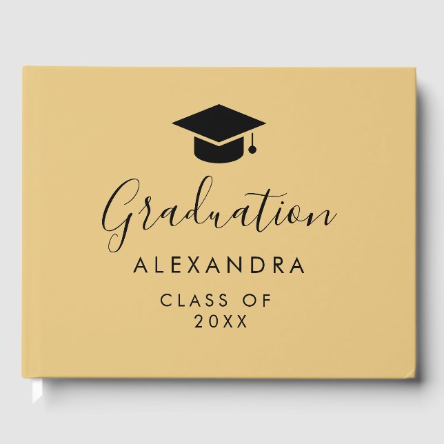 Congratulations Black Gold Graduation  Guest Book (Front)