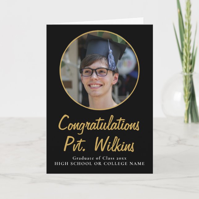 Congratulations Black Graduate Photo Graduation Card (Front)