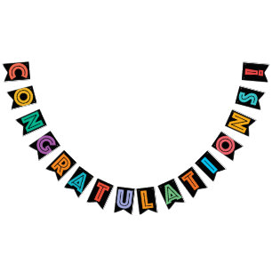 CONGRATULATIONS - BLACK & MULTICOLOR TEXT BUNTING