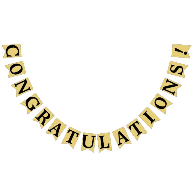 CONGRATULATIONS, Black Text On Old Gold Colour Bkg Bunting (All)