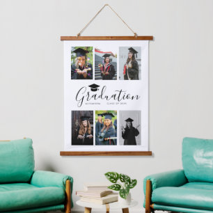  Congratulations Black White Graduation 6 Photo  Hanging Tapestry