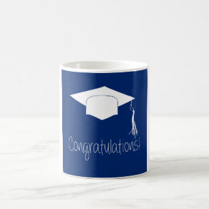 Congratulations blue and white coffee mug