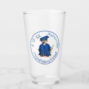 Congratulations Blue Boy College Graduation Party Glass
