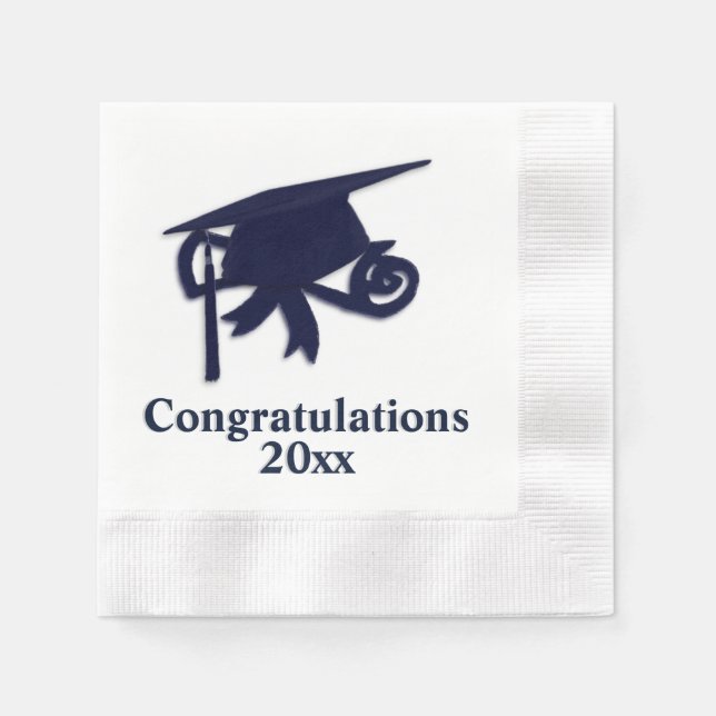 Congratulations Blue Cap Graduation Napkin (Front)