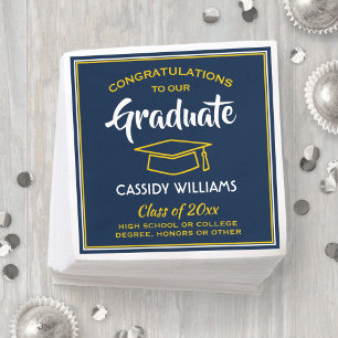 Congratulations Blue Gold Yellow Graduation Party Napkin