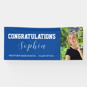 Congratulations Blue Graduate Party Photo Banner