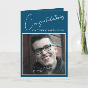 Congratulations Blue Graduate Photo Graduation Card