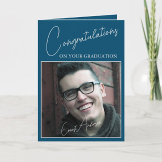 Congratulations Blue Graduate Photo Graduation Card