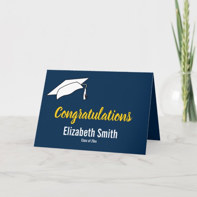 Congratulations Blue Maize Graduation Grad's Name Card (Front)