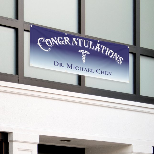 Congratulations Blue Medical Dental Dentist Banner (Outside Building)