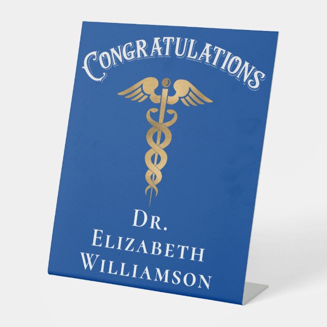 Congratulations Blue Nurse Doctor Medical Pedestal Sign (Front)