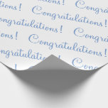Congratulations Blue Script Wedding Baby Shower Wrapping Paper<br><div class="desc">Congratulations!  Blue paper for a wedding,  bridal shower,  baby shower,  promotion,  new baby boy,  etc.  Simple & sweet.</div>