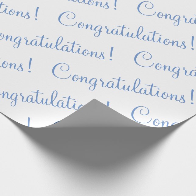 Congratulations Blue Script Wedding Baby Shower Wrapping Paper (Corner)