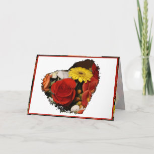 Congratulations Bouquet Grunge Flower Heart Card