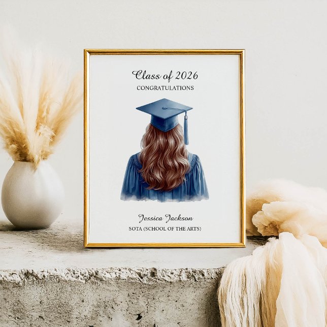 Congratulations Brunette Female Graduate Class of Poster (Creator Uploaded)