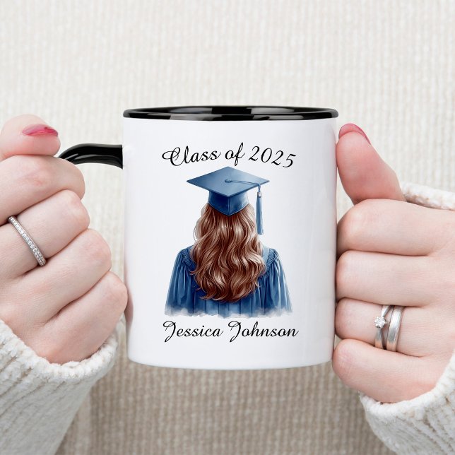 Congratulations Brunette Female Graduate in Blue Mug (Creator Uploaded)