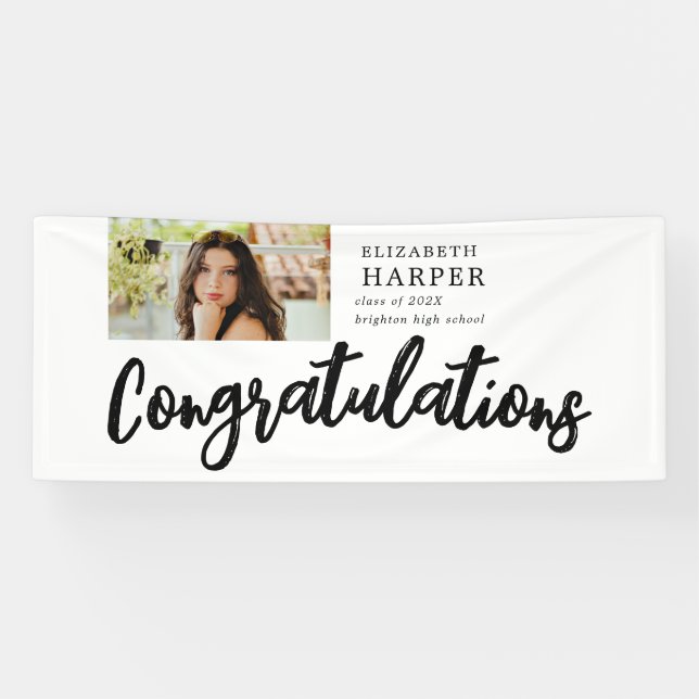 Congratulations Brush Script  Photo Graduation  Banner (Horizontal)