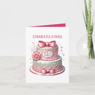 Congratulations cake it's girl add message card
