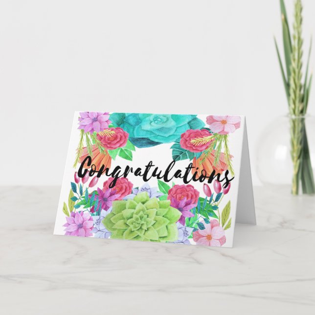 Congratulations Card - custom floral card (Front)