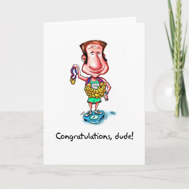 Congratulations Card for Marathoner - Medals Dude (Front)