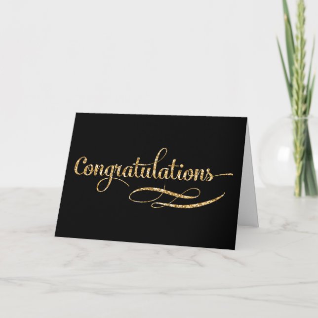 Congratulations Card - Gold Sparkle Effect (Front)