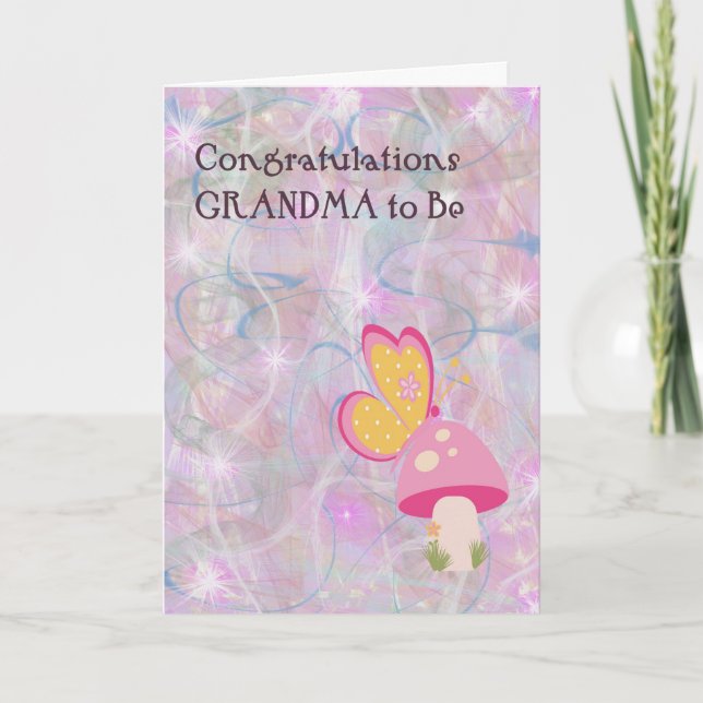 Congratulations Card Grandma to Be. Pink (Front)