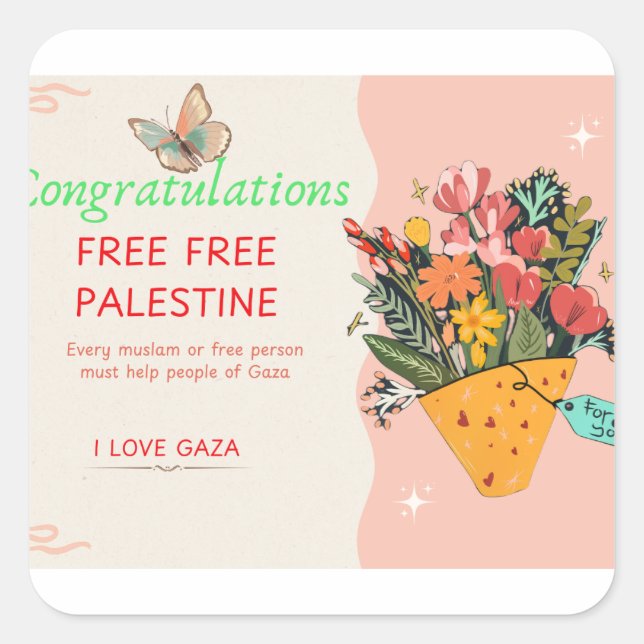 Congratulations card square sticker (Front)