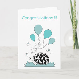 Congratulations Card (tortoise w. blue balloons)