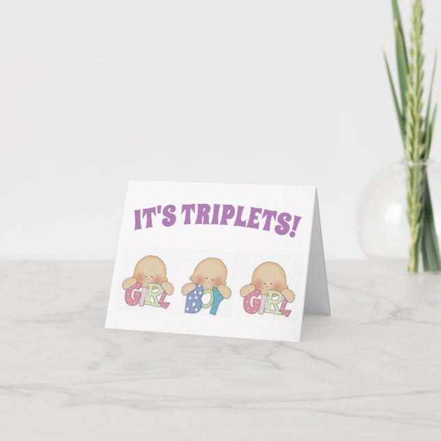 Congratulations Card - Triplets Two Girl One Boys (Front)