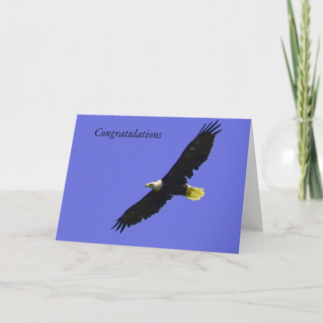 Congratulations card with soaring eagle photo (Front)