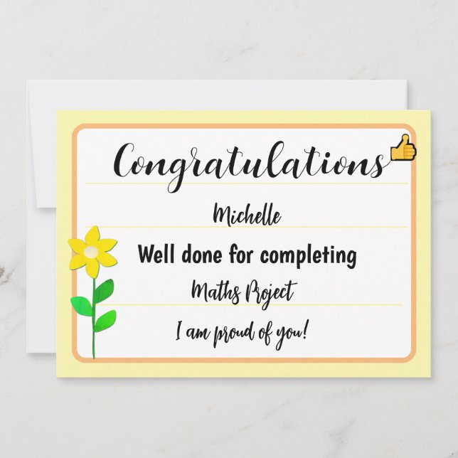 Congratulations Card with Yellow Flower (Front)