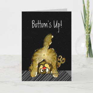 Congratulations Cat Bottoms Up Black Card