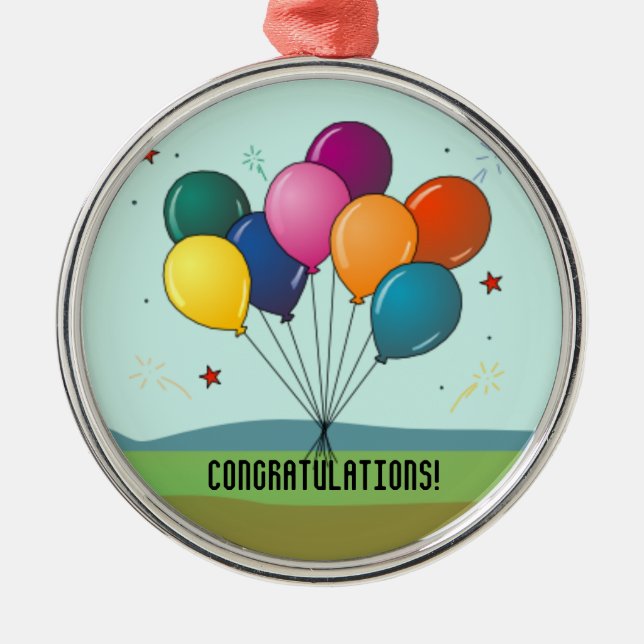 Congratulations! Celebration Balloons,  Metal Tree Decoration (Front)